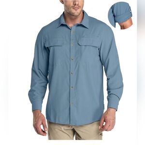 Blue Button-Up Fishing Shirt FUZHOU Flying Fashion